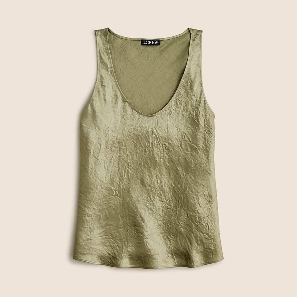 J. Crew Satin Green Tank Top